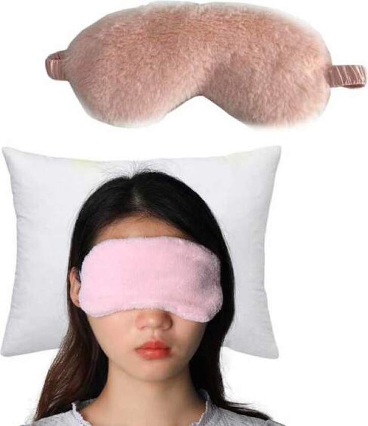 Myk furry rosa sovemaske fluffy øyenvormfly reiser rosa one size