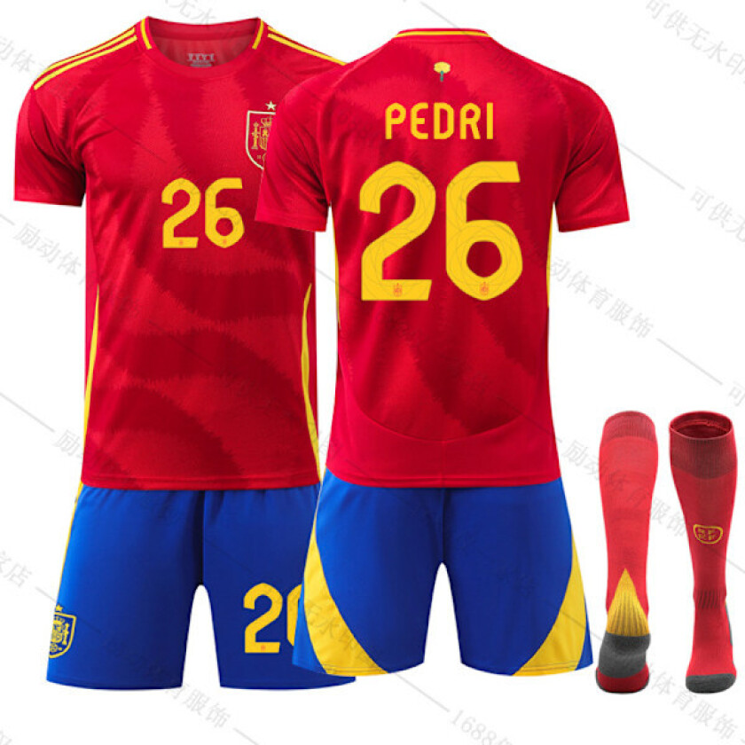 Gos- 2024 Spania HOME EM fotballdrakt 26 PEDRI 26 PEDRI 26 PEDRI 20