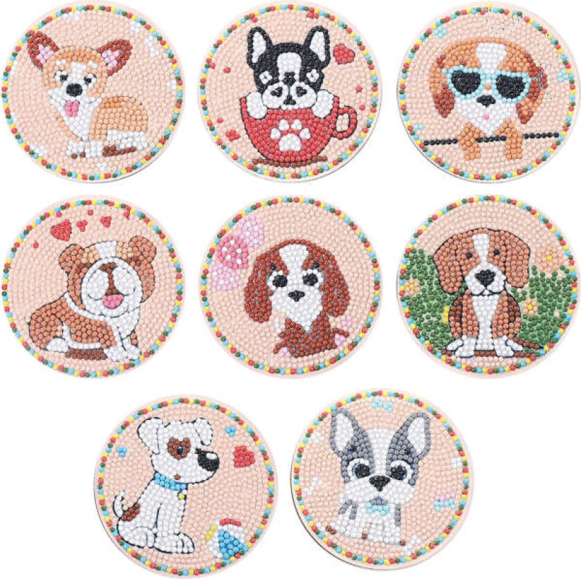 8 deler 5D DIY Diamond Painting Coasters, Diamond Art Painting