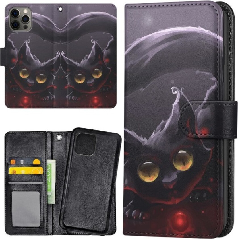 iPhone 13 Pro Max - Lommebok Deksel Svart Katt Multicolor