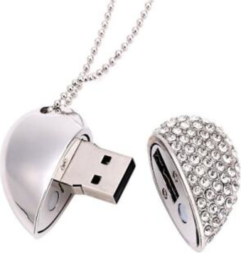 Hjerteformet diamant USB-minnepinne (sølv 32 GB), avansert Heart Diamond høyhastighets USB 3.0 flash-datalagringsstasjon minnepenn flash-stasjon