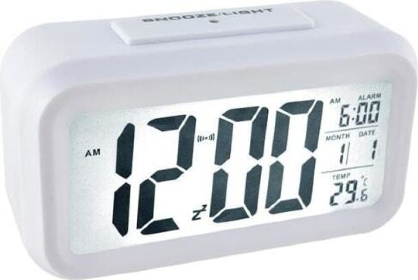 ISO vekkerklokke Digital med termometer white