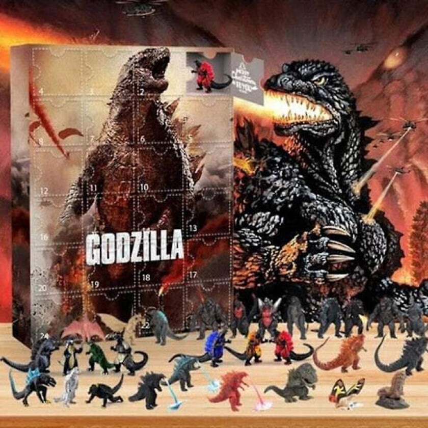 Julekalender 2024 Godzilla Monsterfigurer 24 Dagers Nedtelling Barn Leke Morsom Julegave