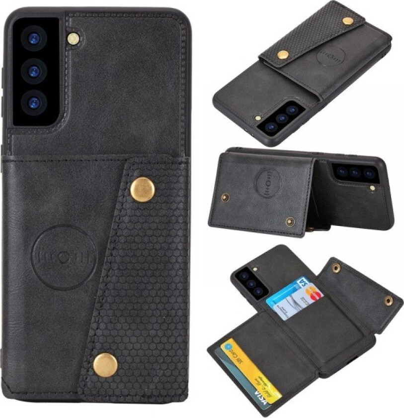 Samsung Galaxy S21 - Praktisk stiligt deksel med kortholder Svart