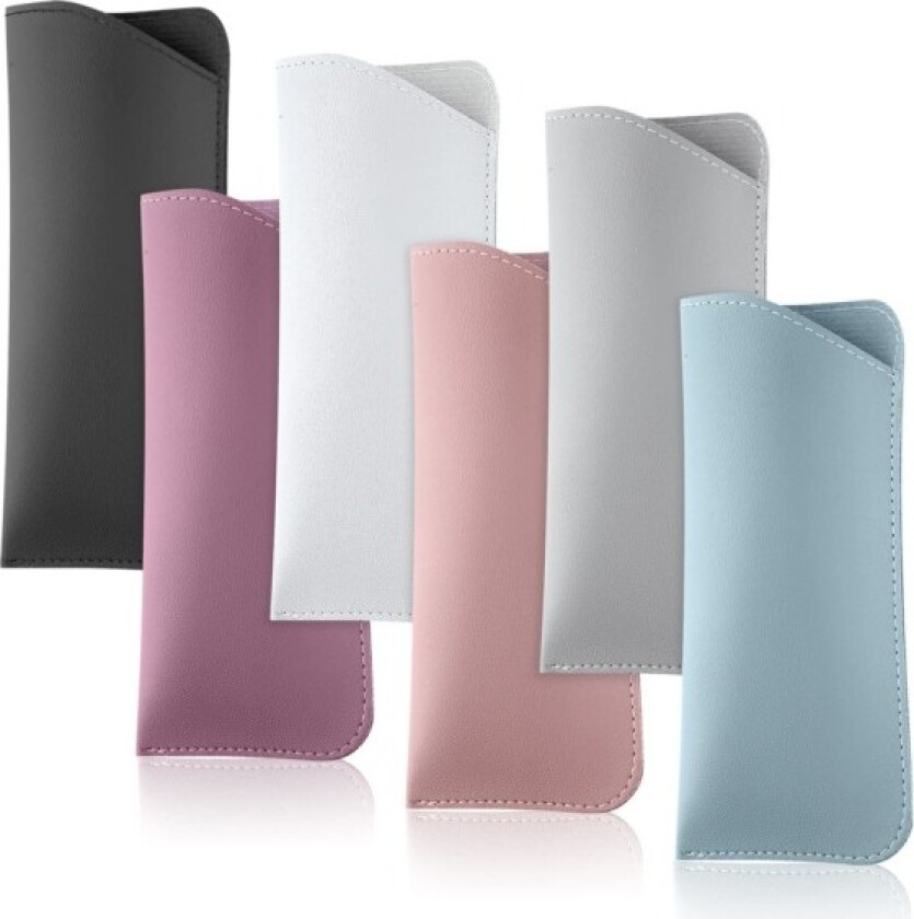Myke briller etui 7x3 tommer, 6 stk skinn briller (6 farger)