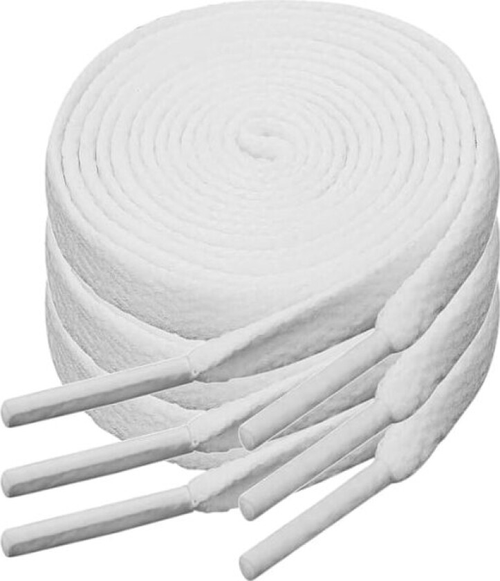 3 par hvite flate skolisser, egnet for joggesko etc. Weiß 100cm