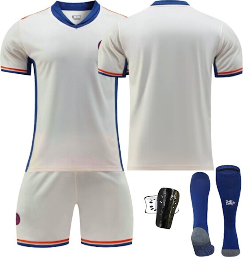 Chelsea Hjemme Fotballdrakt for Barn 2024-2025 - Uten Nummer - Strømpebeskyttere S Unnumbered - Sock Guards S