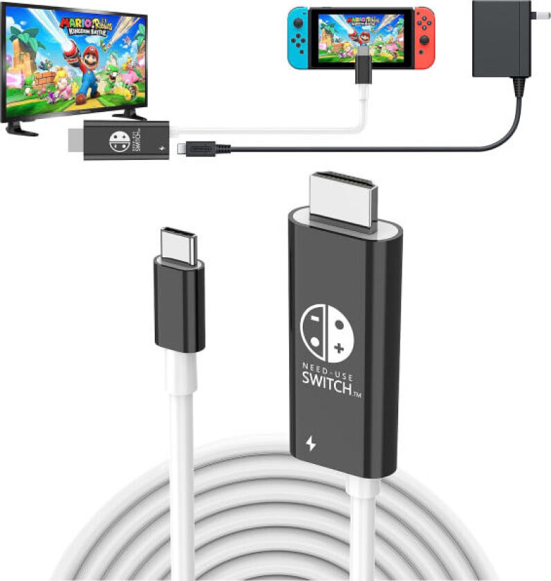 USB C til HDMI-kabel for Nintendo Switch/OLED, 3-i-1-kabel med