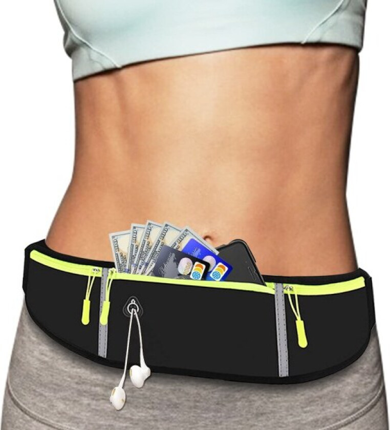 Løpebelte for kvinner og menn, vanntett justerbar, mageveske jogging, belteveske sport, løpemidjeveske, passer til alle mobiltelefoner opptil 6,5 tommer