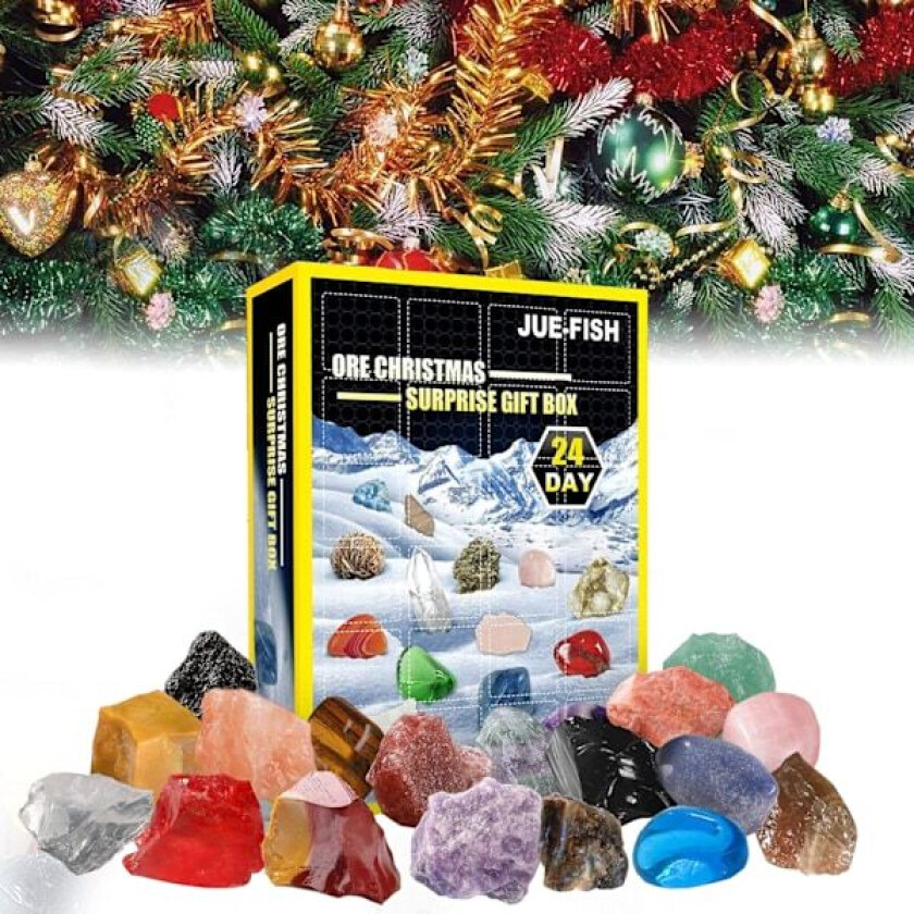 NATIONAL GEOGRAPHIC Edelstensadventskalender - 2024 Adventskalender for Barn med 24 Edelstener å Åpne Hver Dag, Kalender med Mini-Edelstensgraver