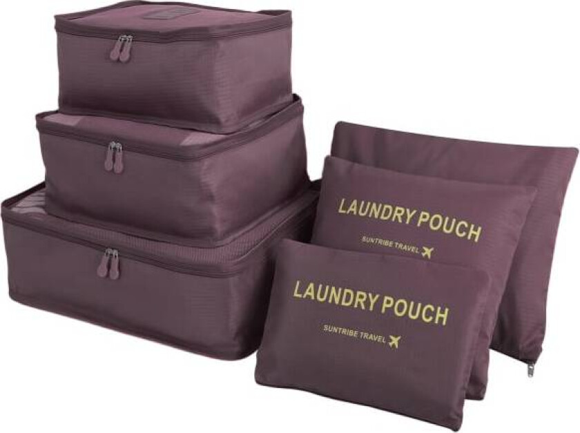 6PCS Reisearrangør Pakkekuber Sett Holdbare Reisebagasjearrangører Koffertoppbevaringsposer Kompresjonsposer for Reisetilbehør