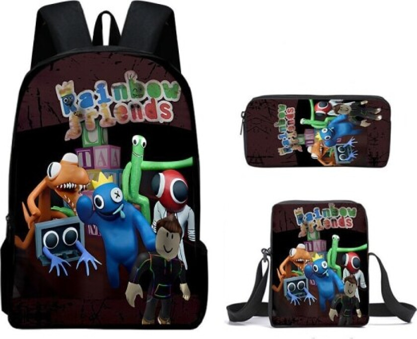 Rainbow Friends Ryggsekk Skoleveske Pennal Måltidsveske Tredelt sett