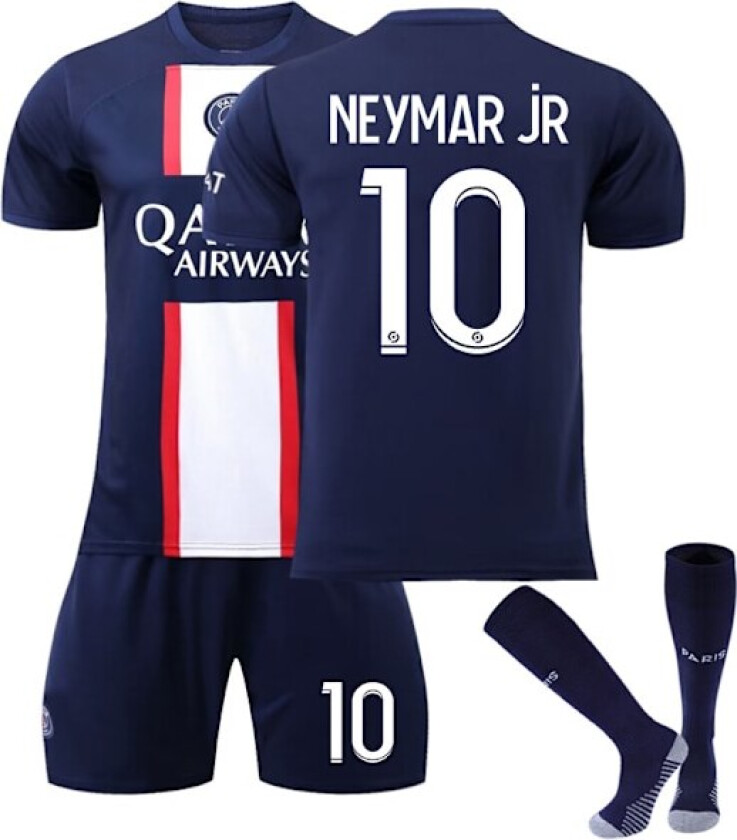 Neymar Jr #10 Barnefotballsett Fotballdrakt Treningsdrakt Brasil Bortedrakt Fotballdrakter Paris Hjemme Barn 22(120-130CM) Paris home Kids 22(120-130CM)