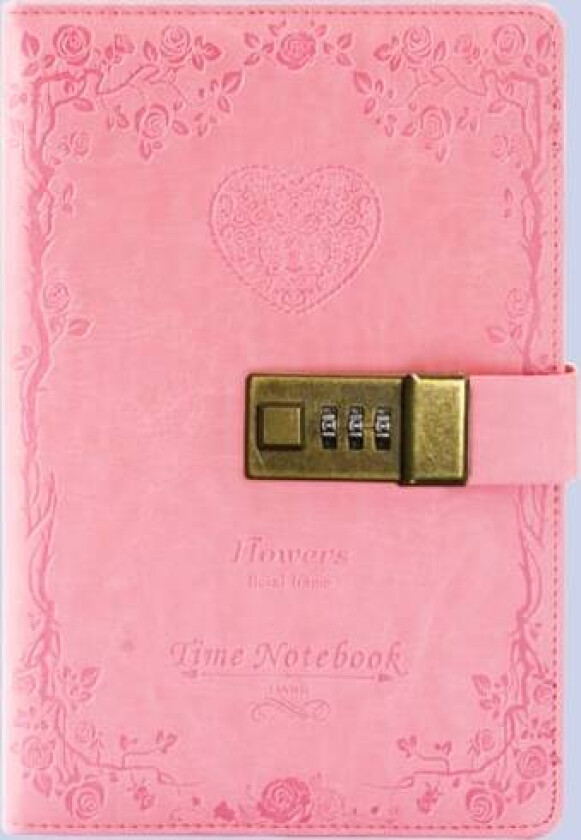 Dagbok med lås for jenter - Lærpassordlåsende journal søte hemmelige dagbøker notatbok med A5 pink