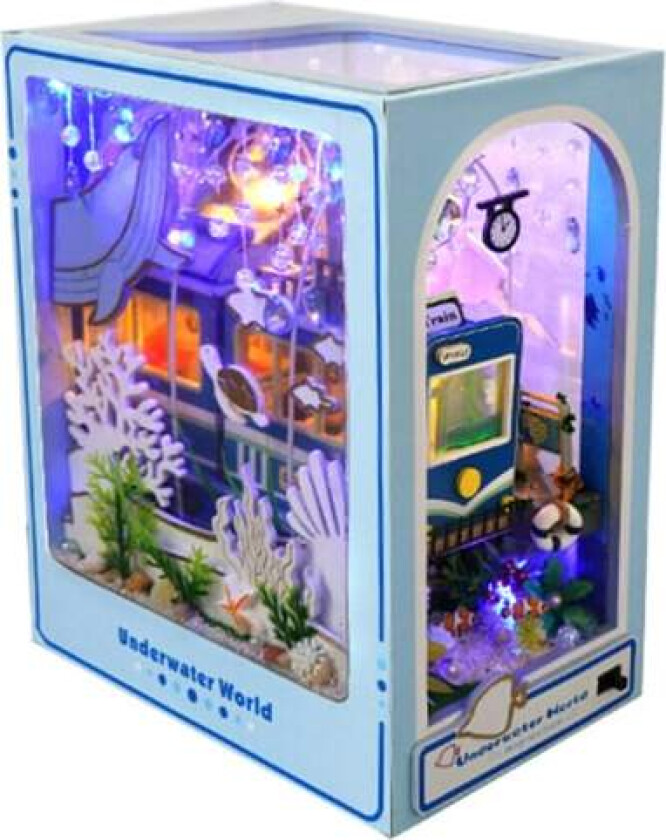 3D-trepuslespillbokstøtte, dekorativ bokstøtte, DIY-bokhjørne miniatyrsett for bursdag hjemmekontorinnredning ny (blå)