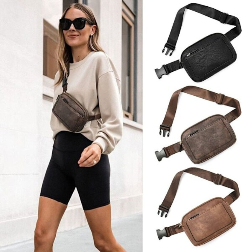 Dame PU-skinn belteveske Crossbody midjeveske Reiseveske