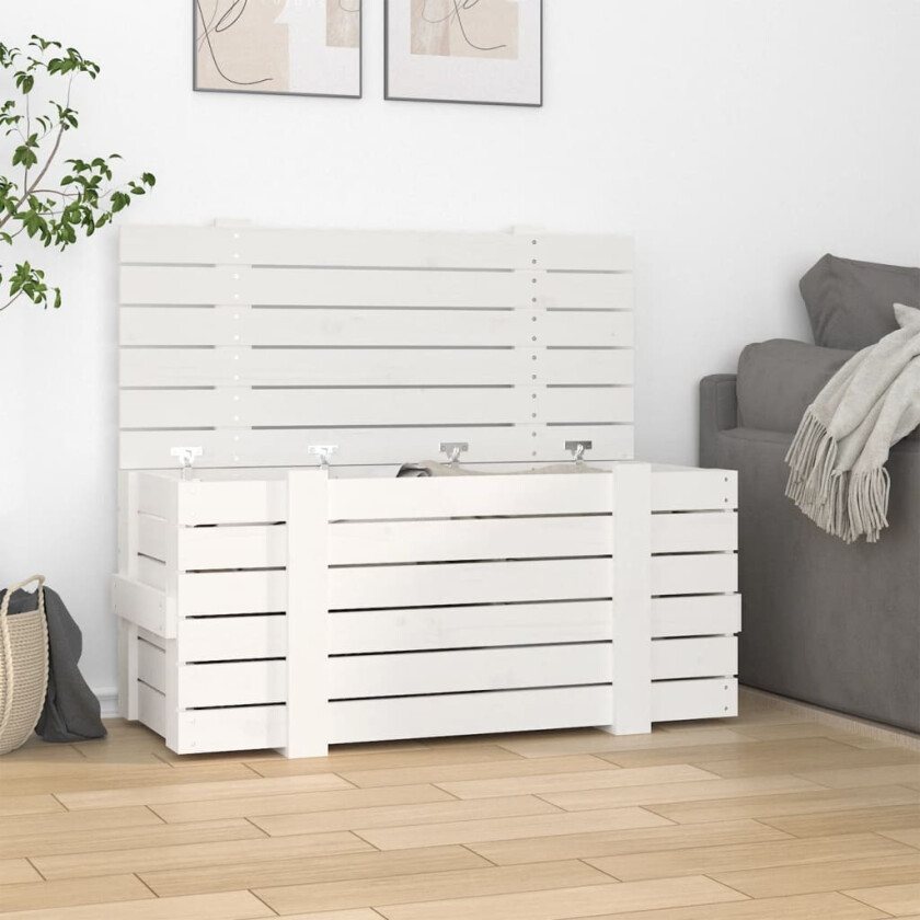 Putekasse hvit 91x40,5x42 cm heltre furu