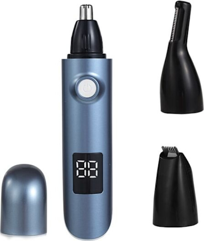 Øre- og nesehårstrimmer med LED-skjerm, USB-oppladbar nesetrimmer for menn og kvinner, 3 i 1 lettvekts ansiktshårstrimmer