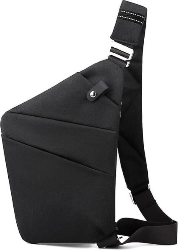 Sling Bag, Lett og holdbar crossbody skuldertaske brysttasker dagrygsæk, En rem Anti-tyveri Sling Bag til kvinder mænd DB black right shoulder