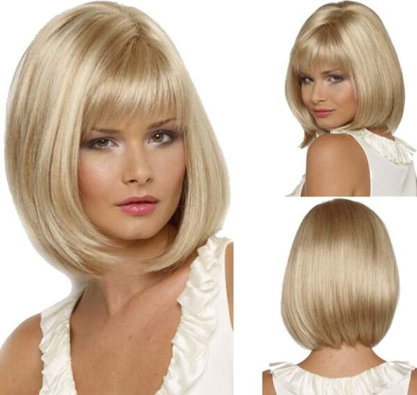 Parykk kvinner kort rett hår lys blond kjemisk fiber wi