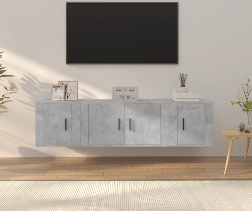 TV-skapsett 3 deler betonggrå konstruert tre