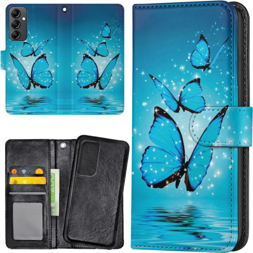 Samsung Galaxy A54 - Lommebok Deksel Glitrende Sommerfugler
