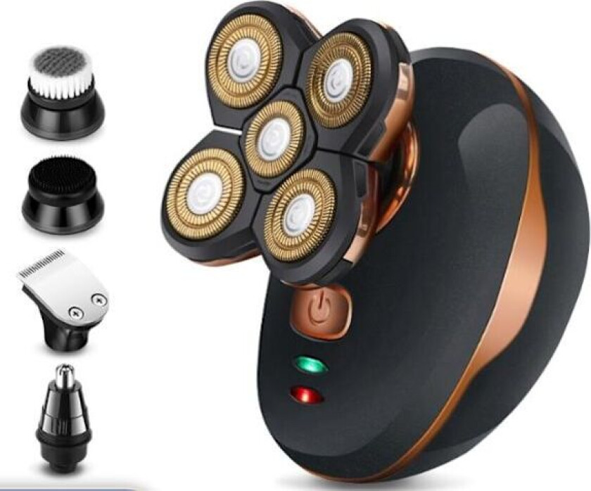 Herre Elektrisk Hode- og Ansiktsbarberer - Elektrisk Barbermaskin Kompatibel Med Hode og Ansikt - 5-i-1 Sett