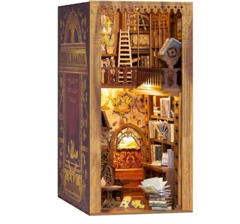 3D Trebokstavbokstøtte i tre, bokhylledekorasjon Alley Insert DIY modellbyggesett