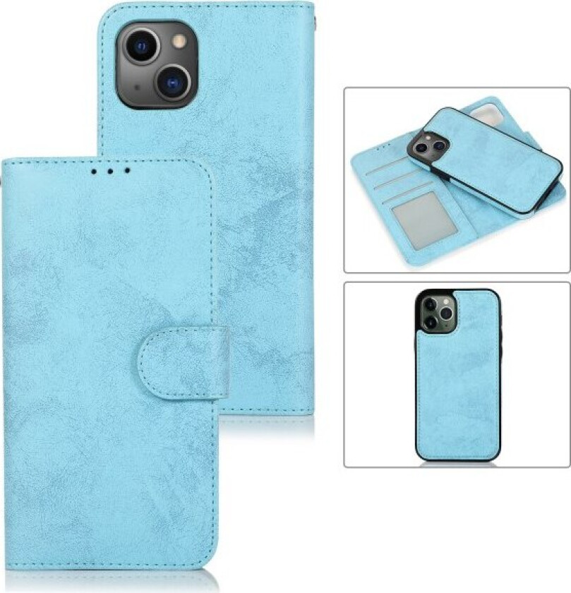 iPhone 15 Plus - Magnetfunksjon Lommebokdeksel i PU-lær med Light blue