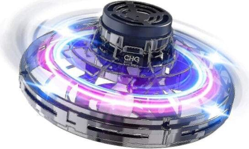 Hånddrevne minidroner, Fidget Flying Spinner med lys, Ufo Drone Flygende leker, Coole gadgets Svart Black