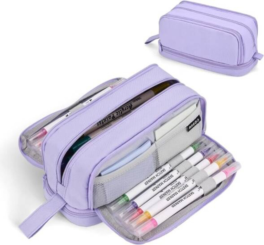 Pennal med stor kapasitet, lilla