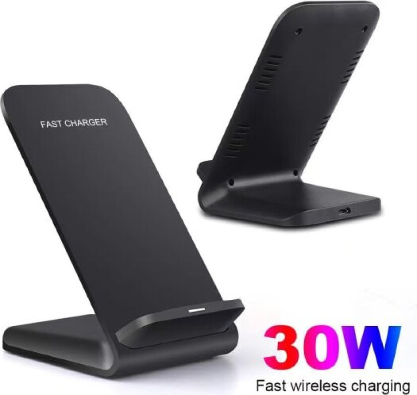IC Trådløs Lader 30W - SAMSUNG - IPHONE - HURTIGLADING - Qi 30W Svart