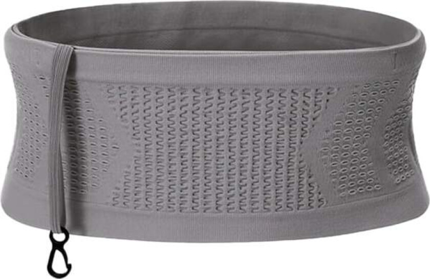 Smal passform løpebelte med 4 sikre store lommer, fukttransporterende treningsbelte, midjeveske for løpere, trening, trening Gray L