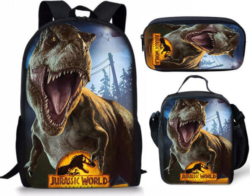 Jurassic World Dinosaur skolesekk i tre sett