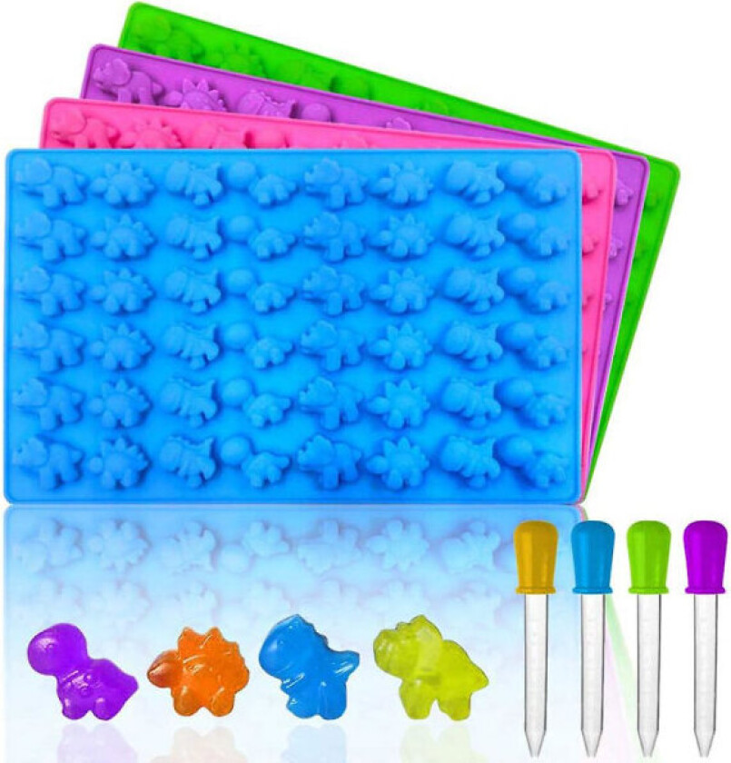 Mini 48 Silikon Sjokoladeform Med Søt Liten Dinosaur Isbitform Myk Godteriform Med Dråper