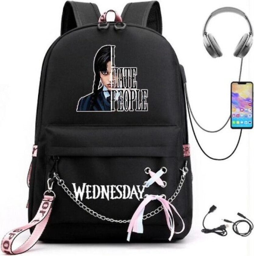 Wednesday Addams Ryggsekk Mirabel Madrigal Skolesekker Usb Lading Ryggsekk Reise Notatbok Skoleveske For Barn Studenter picture color12
