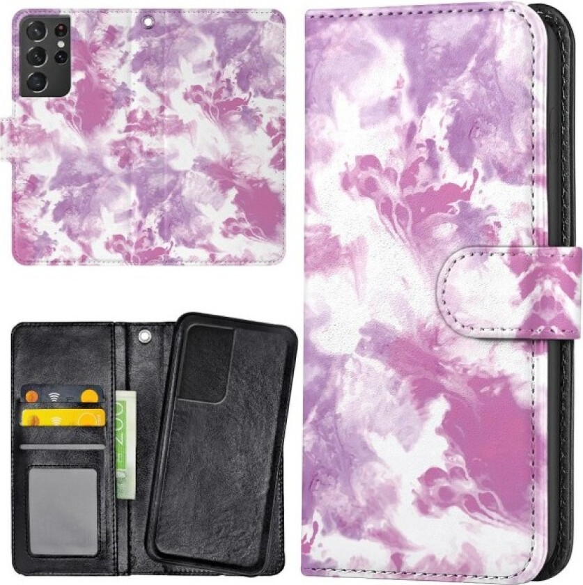 Samsung Galaxy S21 Ultra - Lommebok Deksel Marmor Multicolor