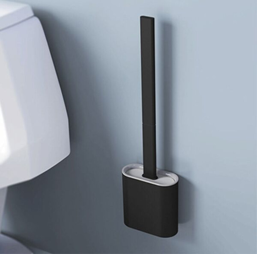 Silikon toalettbørste, toalettbørste, toalettbørste, silikon toalettbørste, svart, moderne