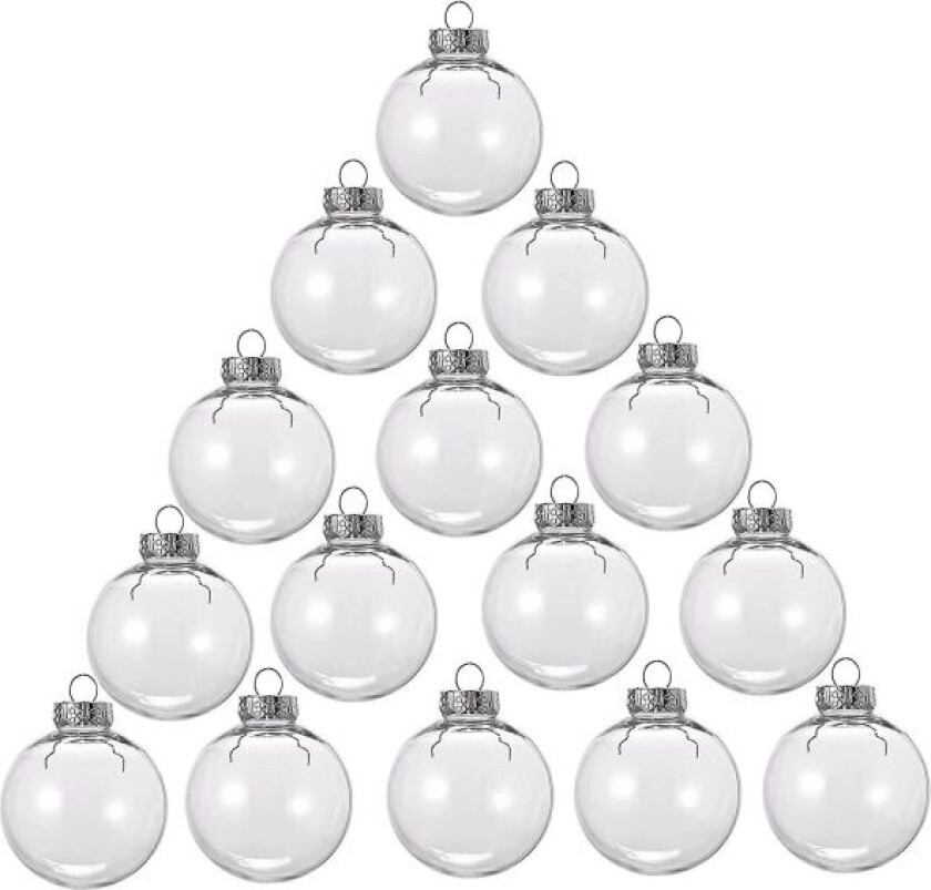 15 stk Runde klare julekuler Fyllbare DIY julekule ornamenter laget av plast julekule