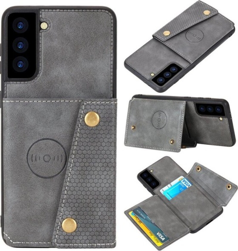Samsung Galaxy S21 - Praktisk stiligt deksel med kortholder Grå
