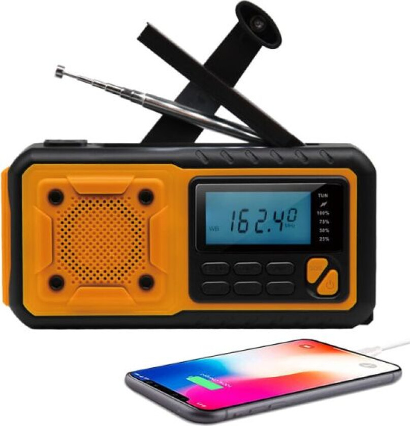 Nyeste nødradio, 4000mAh Power Bank Solcelle Håndsveiv Radio, AM/FM/SW og Alarm Bærbar Radio - Perfekt