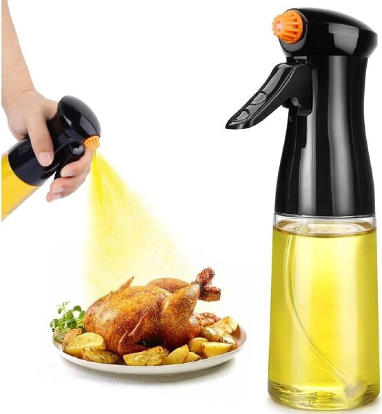 Sprayflaske for matolje, forbedret sprayflaske for olivenolje 7 oz/200 ml olje- og eddiksprayer, kjøkkenutstyr for salat, grilling, grill (svart)