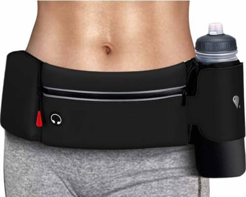 Løpebelte med sammenleggbar vannflaskeholder (flasker IKKE inkludert), sprettfri stor lomme vanntett mageveske