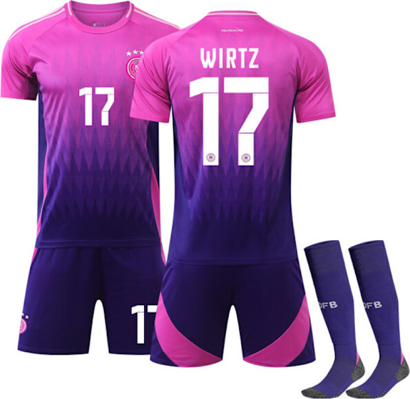 2024 UEFA EM Wirtz Barn Fotballdrakt Kit Tyskland Borte Nr 17 Away Away Away 28