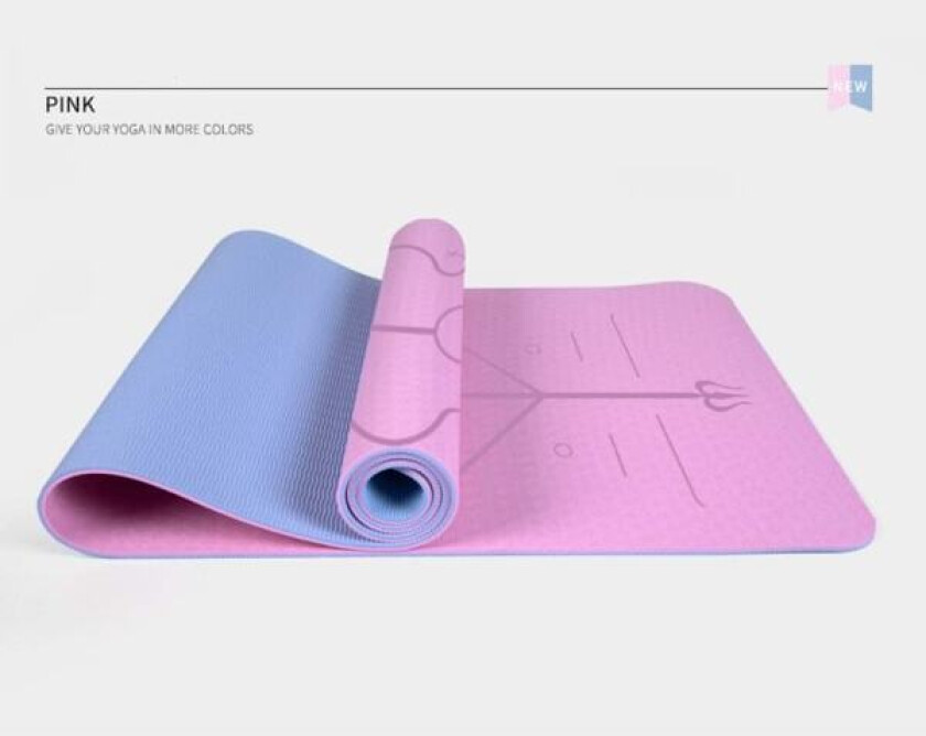 Yogamatte for kvinner, profesjonell, sklisikker, forlengende, tykkende, utvidende, fitness, lyse rosa + is