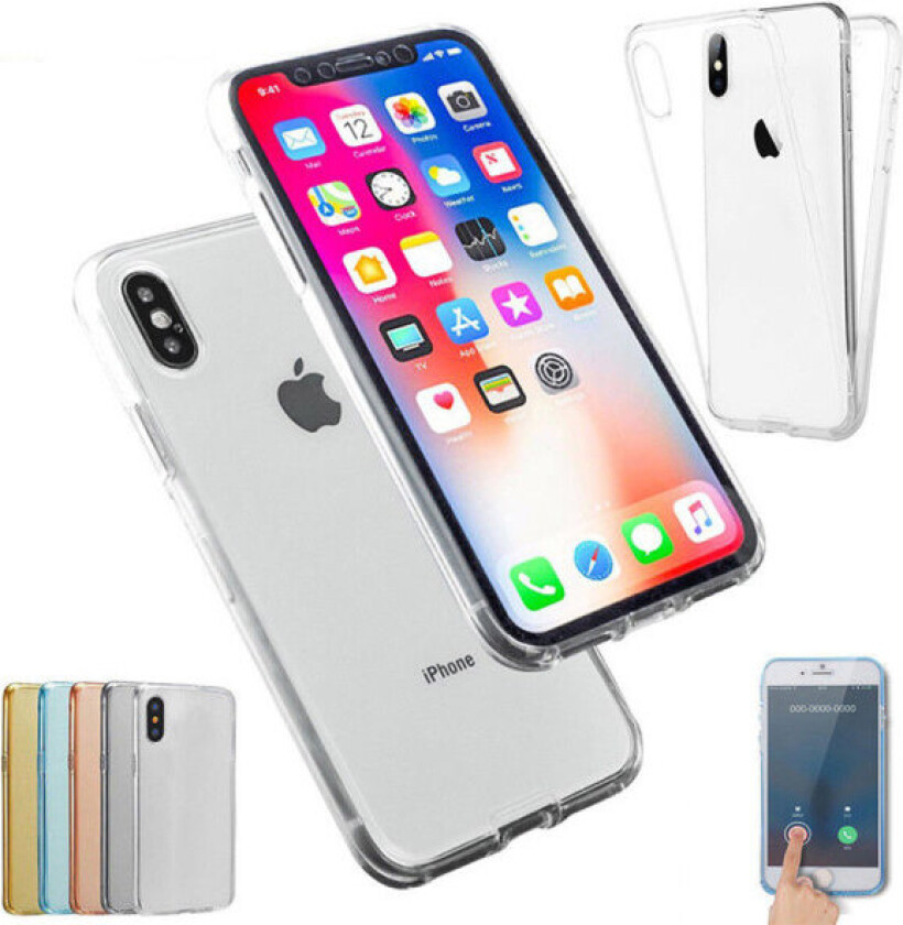 Dobbeltsidig Silikondeksel med Touchfunksjon til iPhone XS Max Blå