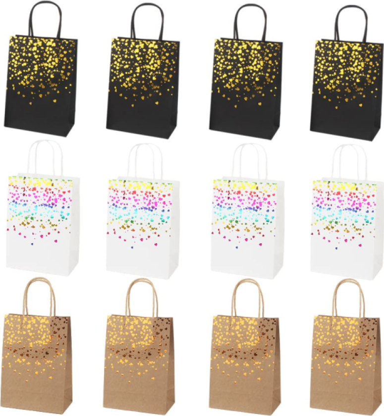 12 stykker papirposer, gaveposer, gavepose, kraftpapirpose