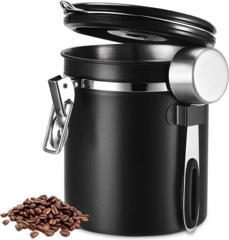 Bilde av Kaffeboks i rustfritt stål, aromabeholder, oppbevaringsboks, isoleringsboks for kaffebønner, pulver, te, nøtter, kakao