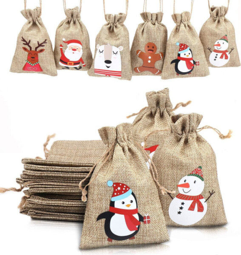 Juleburlapsposer, juleburlapslinposer med snøring gavepose