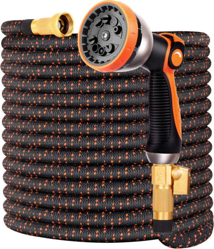 Hageslange Fleksibel Oppgradert Utvidbar Hageslange - Super Slitesterk 3750D, 4-Lag Latex, 3/4\" Dyser Solid Messing Co"
